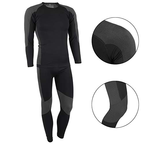 ALPIDEX Set de Ropa Térmica para Hombre, Ropa Interior para esquí - Transpirable, cálida y de Secado rápido, Tamaño:S/M, Color:Black-Grey