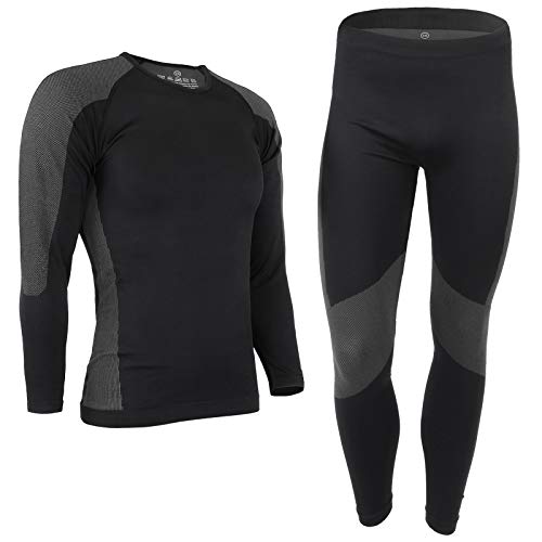 ALPIDEX Set de Ropa Térmica para Hombre, Ropa Interior para esquí - Transpirable, cálida y de Secado rápido, Tamaño:S/M, Color:Black-Grey ALPIDEX Set de Ropa Térmica para Hombre, Ropa Interior para esquí - Transpirable, cálida y de Secado rápido, Tamaño:S/M, Color:Black-Grey