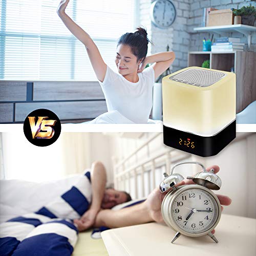 Altavoz Bluetooth Luz de Nocturna,Careslong lámpara de cabecera portátil sensible al tacto de 7 colores regulable, lámpara de con despertador,reproductor de MP3/radio FM/Despert de Música Altavoz Bluetooth Luz de Nocturna,Careslong lámpara de cabecera portátil sensible al tacto de 7 colores regulable, lámpara de con despertador,reproductor de MP3/radio FM/Despert de Música