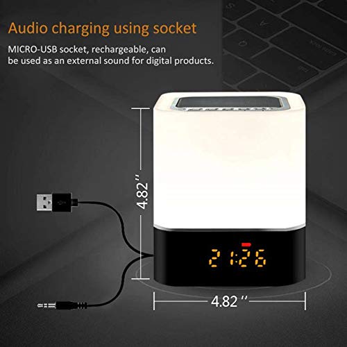 Altavoz Bluetooth Luz de Nocturna,Careslong lámpara de cabecera portátil sensible al tacto de 7 colores regulable, lámpara de con despertador,reproductor de MP3/radio FM/Despert de Música Altavoz Bluetooth Luz de Nocturna,Careslong lámpara de cabecera portátil sensible al tacto de 7 colores regulable, lámpara de con despertador,reproductor de MP3/radio FM/Despert de Música