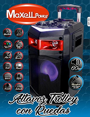 Altavoz Trolley con Ruedas PORTATIL Altavoces USB Bluetooth Karaoke LED 60W