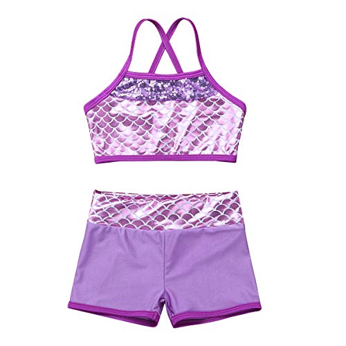 Alvivi 2Pcs Ropa Deporte con Lentejuelas Camisa Tirantes Tank Top Niña Gimnasia Pantalones Cortos Deportivos para Ejercicio Fitness Bikini Niña Lavender 6 Años Alvivi 2Pcs Ropa Deporte con Lentejuelas Camisa Tirantes Tank Top Niña Gimnasia Pantalones Cortos Deportivos para Ejercicio Fitness Bikini Niña Lavender 6 Años