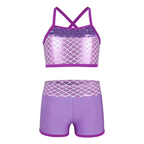 Alvivi 2Pcs Ropa Deporte con Lentejuelas Camisa Tirantes Tank Top Niña Gimnasia Pantalones Cortos Deportivos para Ejercicio Fitness Bikini Niña Lavender 6 Años Alvivi 2Pcs Ropa Deporte con Lentejuelas Camisa Tirantes Tank Top Niña Gimnasia Pantalones Cortos Deportivos para Ejercicio Fitness Bikini Niña Lavender 6 Años