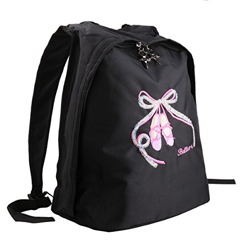 Alvivi Bolsa de Ballet Niña Mochila de Danza Deportes con Diseño de Zapatos de Ballet los Niños Pequeños Mochila Negro One_Size