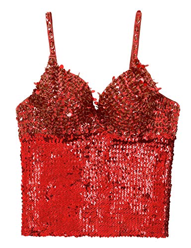 Alvivi Crop Tops Tirantes Mujer Sujetador Exterior con Aros Camiseta Deportiva de Danza Contemporánea Hip Hop Jazz Bustier Fiesta Clubwear Sexy Rojo One Size Alvivi Crop Tops Tirantes Mujer Sujetador Exterior con Aros Camiseta Deportiva de Danza Contemporánea Hip Hop Jazz Bustier Fiesta Clubwear Sexy Rojo One Size