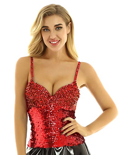 Alvivi Crop Tops Tirantes Mujer Sujetador Exterior con Aros Camiseta Deportiva de Danza Contemporánea Hip Hop Jazz Bustier Fiesta Clubwear Sexy Rojo One Size Alvivi Crop Tops Tirantes Mujer Sujetador Exterior con Aros Camiseta Deportiva de Danza Contemporánea Hip Hop Jazz Bustier Fiesta Clubwear Sexy Rojo One Size