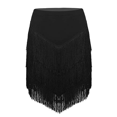 Alvivi Falda de Baile Latino Latin Cintura Elástica Moderno Danza del Vientre Elegante Mujer Traje de Baile Latino Cha Cha Salsa Tango Rumba Falda de Borlas Flecos Negro Small Alvivi Falda de Baile Latino Latin Cintura Elástica Moderno Danza del Vientre Elegante Mujer Traje de Baile Latino Cha Cha Salsa Tango Rumba Falda de Borlas Flecos Negro Small