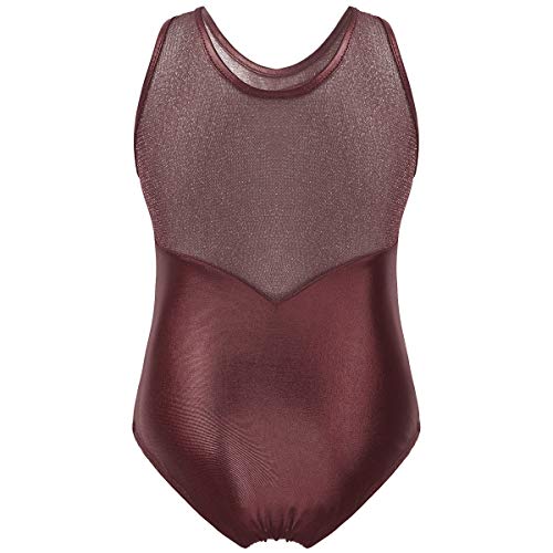 Alvivi Vestido Patinaje Artístico Competición para Niñas Maillot Gimnasia Rítmica Leotardo Ballet Danza Metárico Brillante Ropa Bailarina Patinadora Borgoña 5-6 años