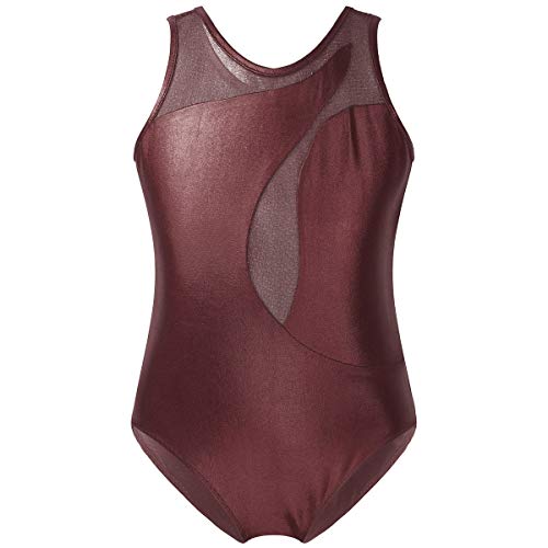 Alvivi Vestido Patinaje Artístico Competición para Niñas Maillot Gimnasia Rítmica Leotardo Ballet Danza Metárico Brillante Ropa Bailarina Patinadora Borgoña 5-6 años