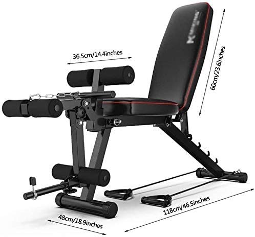 ALYR Ajustable Banco de Pesas, Banco con MusculacióN Multiusos Banco de Abdominales Plegable Banco de Entrenamiento/Tablero Supino/Banco Fitness para Whole Body Ejercicio,Black_164.5x35.5x43cm