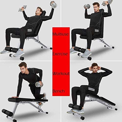 ALYR Banco de Pesas Ajustable, Banco con MusculacióN Multiusos Banco de Abdominales/Banco de Abdominales/Tablero Supino/Banco Fitness para Whole Body Ejercicio,Silver