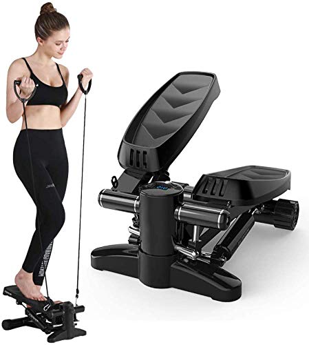 ALYR Máquina de Step Swing, Multiusos Stepper Fitness con Pantalla Multifuncional Cardio Fitness Máquinas de Step para el Deporte Cubierta Oficina de Hogares Gimnasia,Black