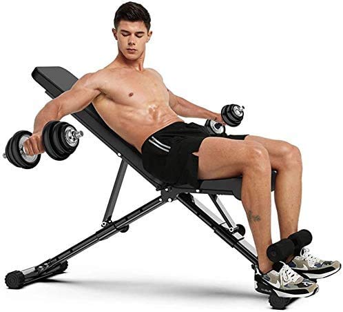 ALYR Multiusos Banco de Pesas, Banco con MusculacióN Ajustable Banco de Abdominales Plegable Banco de Entrenamiento/Tablero Supino/Banco Fitness para Whole Body Ejercicio,Black_125x40.5x50cm