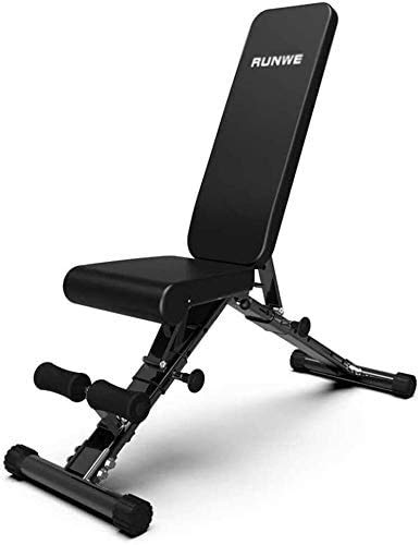 ALYR Multiusos Banco de Pesas, Banco con MusculacióN Ajustable Banco de Abdominales Plegable Banco de Entrenamiento/Tablero Supino/Banco Fitness para Whole Body Ejercicio,Black_125x40.5x50cm