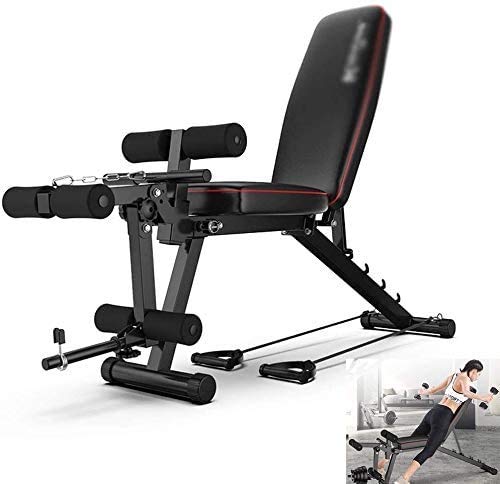 ALYR Plegable Banco de Pesas, Banco con MusculacióN Ajustable Banco de Abdominales Multiusos Banco de Entrenamiento/Tablero Supino/Banco Fitness para Whole Body Ejercicio,Black_162x48x51cm