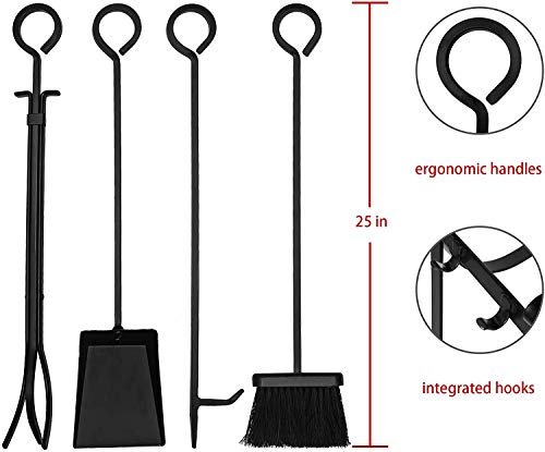 Amagabeli Estante de Registro de Chimenea con 4 Herramientas 78x29x36cm Interior Chimenea de Leña Rack 2 Exterior Conjunto de Herramientas para Chimenea Titulares Leña Porta Chimeneas Hierro Forjado