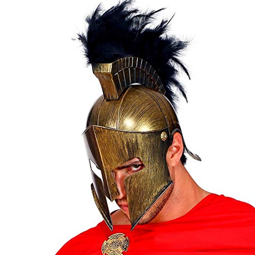 Amakando Extravagante Casco Romano Antiguo con Adornos de Plumas/Bronce-Negro/Genial Casco Espartano para Caballero/El Centro de Las miradas para Festival y Fiesta de Disfraces Amakando Extravagante Casco Romano Antiguo con Adornos de Plumas/Bronce-Negro/Genial Casco Espartano para Caballero/El Centro de Las miradas para Festival y Fiesta de Disfraces