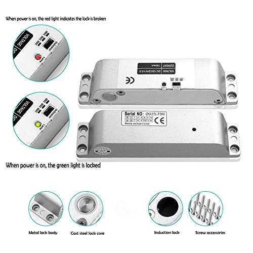 AMAO Cerradura de perno de descenso eléctrico DC 12V Fail Safe Cerradura de puerta electrónica para el sistema de seguridad de control de acceso con tiempo de retraso