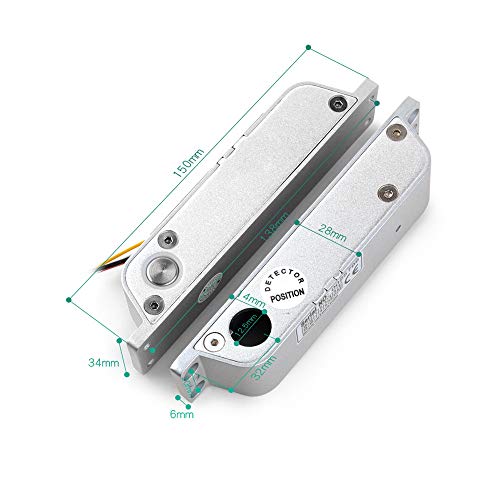 AMAO Cerradura de perno de descenso eléctrico DC 12V Fail Safe Cerradura de puerta electrónica para el sistema de seguridad de control de acceso con tiempo de retraso