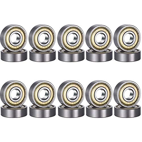 Amaoma 20 Piezas Rodamientos de Bolas 608 ZZ Rodamientos Skate Miniatura Radial Rodamientos de Bolas Rodamientos Rígidos Doble Blindado Rodamiento de Acero al Carbono 8 mm x 22 mm x 7 mm