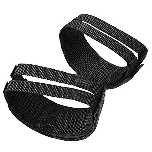 Amasawa Correas de Pedales(4 Pcs),2 par de Pedales de Bicicleta Pedales Toe Clips Straps Cinta Correas de Velcro para Fijo Gear Bike, Negro.