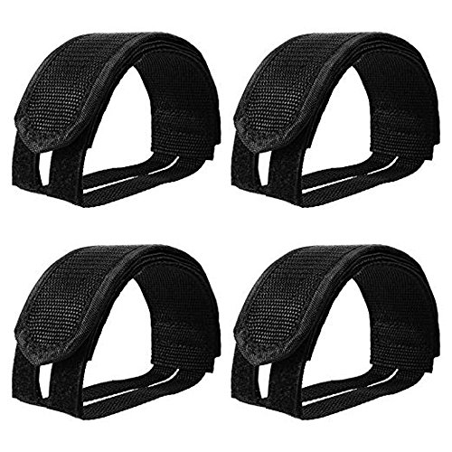 Amasawa Correas de Pedales(4 Pcs),2 par de Pedales de Bicicleta Pedales Toe Clips Straps Cinta Correas de Velcro para Fijo Gear Bike, Negro.