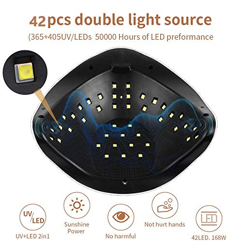 AMAYGA Lampara LED Uñas 168W Profesional Secador de Uñas LED UV Lampara Uñas Gel Semipermanentes Maquina Uñas Luz Lamp con Sensor Automatico,4 Temporizadores Manicura/Pedicure Nail Art Hogar el Salón AMAYGA Lampara LED Uñas 168W Profesional Secador de Uñas LED UV Lampara Uñas Gel Semipermanentes Maquina Uñas Luz Lamp con Sensor Automatico,4 Temporizadores Manicura/Pedicure Nail Art Hogar el Salón