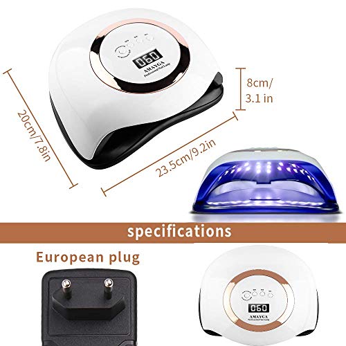AMAYGA Lampara LED Uñas 168W Profesional Secador de Uñas LED UV Lampara Uñas Gel Semipermanentes Maquina Uñas Luz Lamp con Sensor Automatico,4 Temporizadores Manicura/Pedicure Nail Art Hogar el Salón AMAYGA Lampara LED Uñas 168W Profesional Secador de Uñas LED UV Lampara Uñas Gel Semipermanentes Maquina Uñas Luz Lamp con Sensor Automatico,4 Temporizadores Manicura/Pedicure Nail Art Hogar el Salón