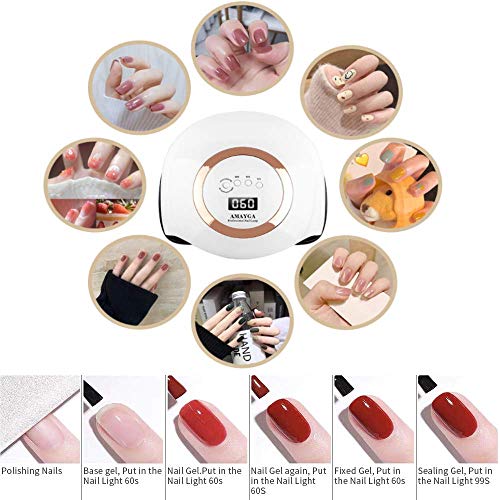 AMAYGA Lampara LED Uñas 168W Profesional Secador de Uñas LED UV Lampara Uñas Gel Semipermanentes Maquina Uñas Luz Lamp con Sensor Automatico,4 Temporizadores Manicura/Pedicure Nail Art Hogar el Salón