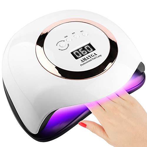 AMAYGA Lampara LED Uñas 168W Profesional Secador de Uñas LED UV Lampara Uñas Gel Semipermanentes Maquina Uñas Luz Lamp con Sensor Automatico,4 Temporizadores Manicura/Pedicure Nail Art Hogar el Salón