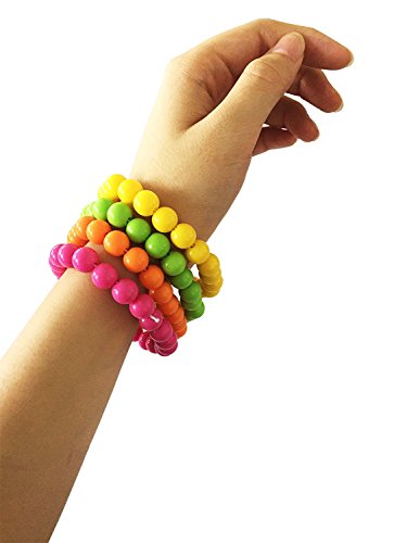 Amaza Disfraz Años 80 Mujer Accesorios Guantes Calentadores Collares Pendientes Pulseras (Multicolor)