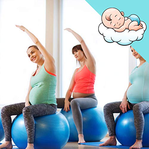 AMAZEAN Pelota para Embarazadas, Ejercicio Pilates, Fitball, , Balón de Gimnasia Anti-Burst para Parto y Embarazo,Yoga, Fitness Bola con Bomba de hinchado. (Azul)