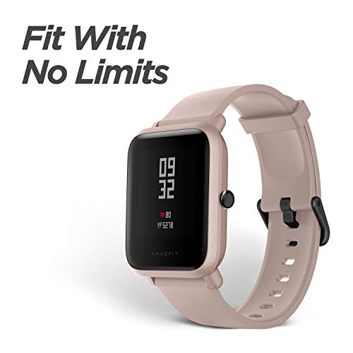 Amazfit Bip Lite Smartwatch Reloj inteligente,Rastreador con monitor cardíaco y de gimnasia,Batería útil de 45 días,Sumergible 3 ATM con Andriod y iOS-Rosa