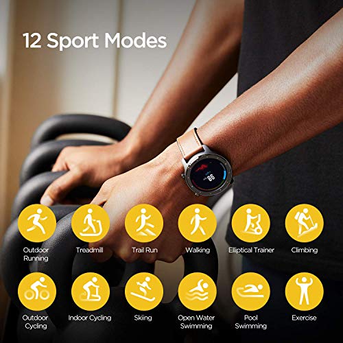 Amazfit GTR 47mm Reloj inteligente Smartwatch Deportivo AMOLED de 1.39", GPS + GLONASS, Frecuencia cardíaca Continua de 24 Horas, Larga duración de batería, 12 Deportes Diferentes, Marrón - Aluminio