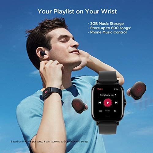 Amazfit GTS 2 Smartwatch Reloj de Pulsera Inteligente con Llamada Bluetooth 12 Modos Deportivos Monitor de saturación de oxígeno Sangre y de Frecuencia Cardíaca Almacenamiento de música de 3 GB Negro