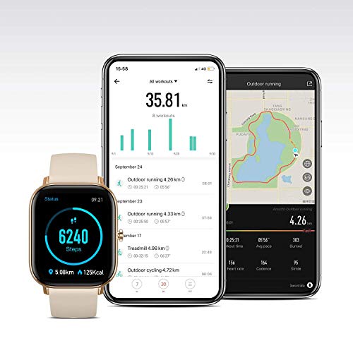 Amazfit GTS Reloj Smartwactch Deportivo | 14 días Batería | GPS+Glonass | Sensor Seguimiento Biológico BioTracker™ PPG | Frecuencia Cardíaca | Natación | Bluetooth 5.0 (iOS & Android) GOLD