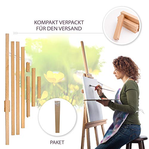 Amazinggirl Caballete Pintura niños - Caballete plegeable tripode Pintura De Tres Patas Regulable en Altura Madera de Haya (Madera de Haya, 180 cm)