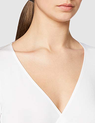 Amazon Brand - AURIQUE Top cruzado de ballet para mujer, Blanco (White), 40, Label:M