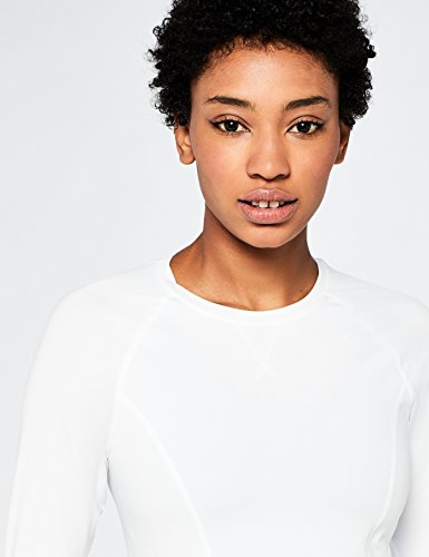 Amazon Brand - AURIQUE Top deportivo de running para mujer, Blanco (White), 42, Label:L Amazon Brand - AURIQUE Top deportivo de running para mujer, Blanco (White), 42, Label:L