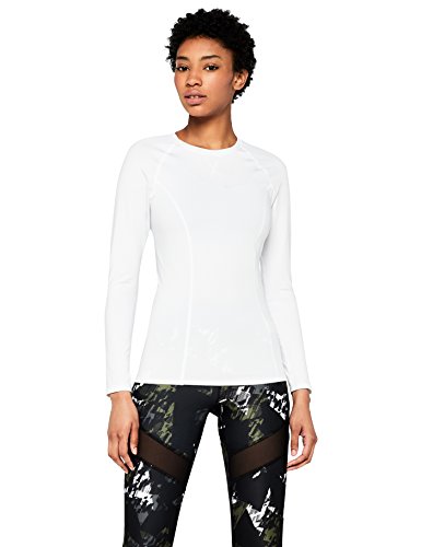 Amazon Brand - AURIQUE Top deportivo de running para mujer, Blanco (White), 42, Label:L Amazon Brand - AURIQUE Top deportivo de running para mujer, Blanco (White), 42, Label:L