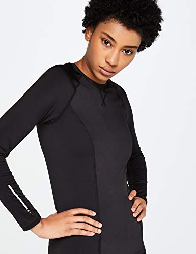Amazon Brand - AURIQUE Top deportivo de running para mujer, Negro (Black), 42, Label:L