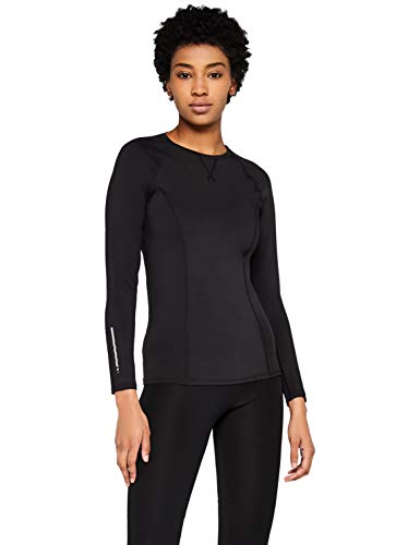 Amazon Brand - AURIQUE Top deportivo de running para mujer, Negro (Black), 42, Label:L