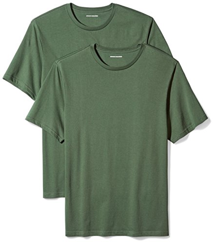 Amazon Essentials 2-Pack Regular-Fit Short-Sleeve Crewneck T-Shirts Camiseta, Verde (Dark Green), Small