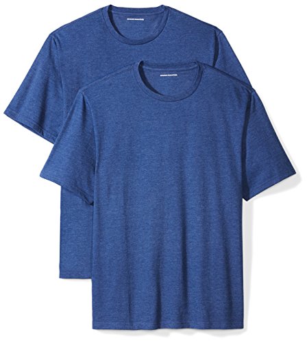 Amazon Essentials 2-Pack Short-Sleeve Crewneck T-Shirt Camiseta, Azul (Navy Heather), Large