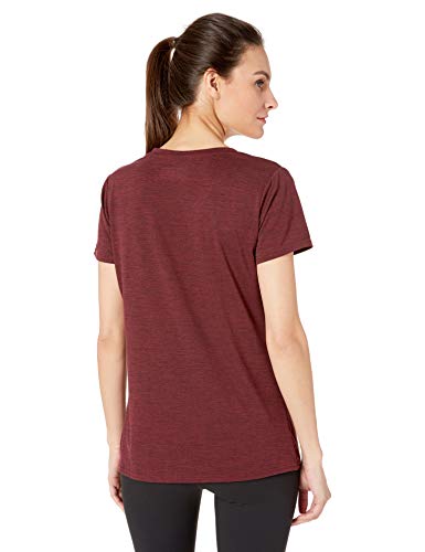 Amazon Essentials 2-Pack Tech Stretch Short-Sleeve V-Neck T-Shirt Athletic-Shirts, Burgundy Space Dye/Black, US L (EU L - XL)