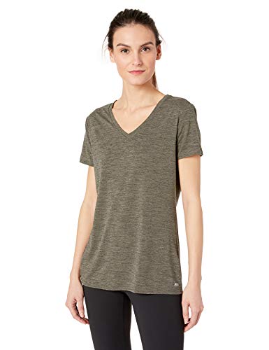 Amazon Essentials 2-Pack Tech Stretch Short-Sleeve V-Neck T-Shirt Athletic-Shirts, Olive Space Dye/Black, US XXL (EU 3XL-4XL)