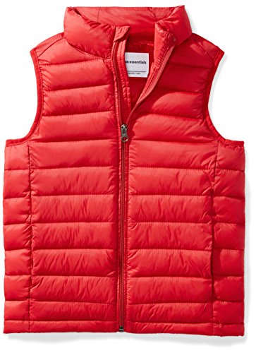 Amazon Essentials Boys' Lightweight Water-Resistant Packable Puffer Vest Camiseta sin Mangas, Rojo (Strong Red), Medium