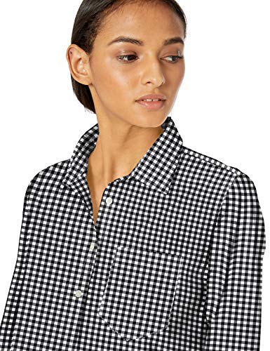 Amazon Essentials – Camisa de popelín de manga larga de corte clásico para mujer, Classic Gingham, US S (EU S - M)