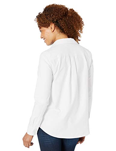 Amazon Essentials - Camisa Oxford de manga larga y corte clásico para mujer, Blanco (White Whi), US S (EU S - M)