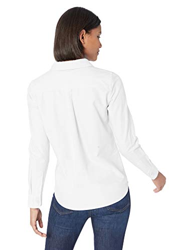 Amazon Essentials - Camisa Oxford de manga larga y corte clásico para mujer, Blanco (White Whi), US S (EU S - M)